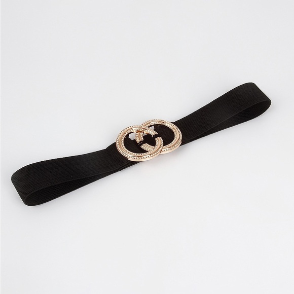 Double Hoop Buckle Elastic Belt - Picture 2 of 4